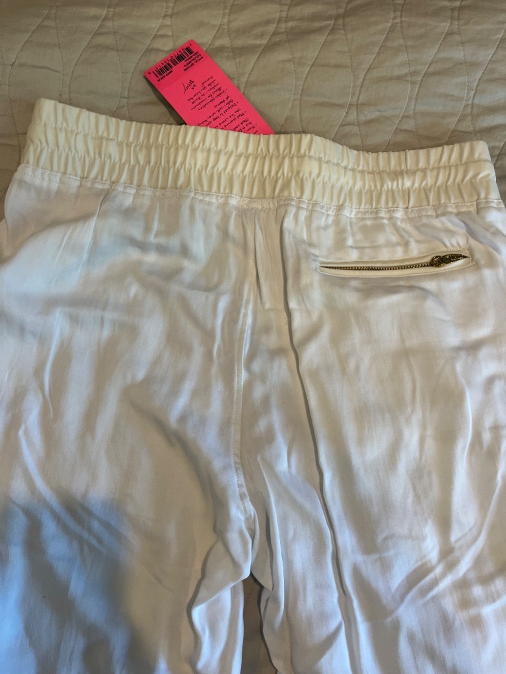 NEW Betsey Johnson White Joggers with Gold Details; Size S - Picture 2 of 6
